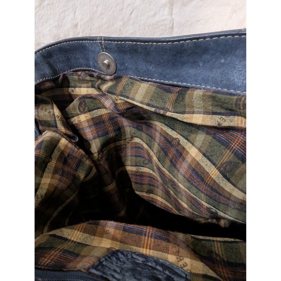 Derek Alexander Leather Hobo Shoulder Bag Dark Blue Distressed Style - Picture 7 of 16